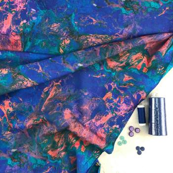 Viskose-Webware royalblau-pink-lila
